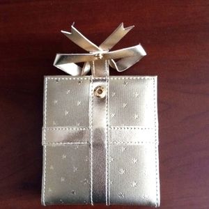 💅💛Beautiful Gold Wallet Travel Manicure Set Snap Bow & Rhinestone Closure O/S